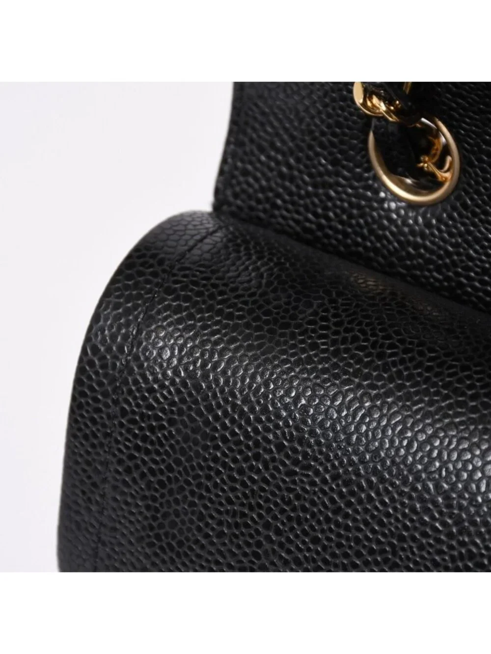 Chanel Quilted 23 Double Flap Chain Shoulder Bag CC Logo Caviar Leather Black